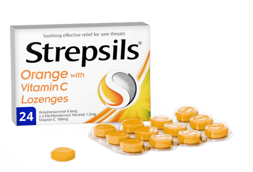 Strepsils Orange with Vitamin C Lozenge packaging — view 1